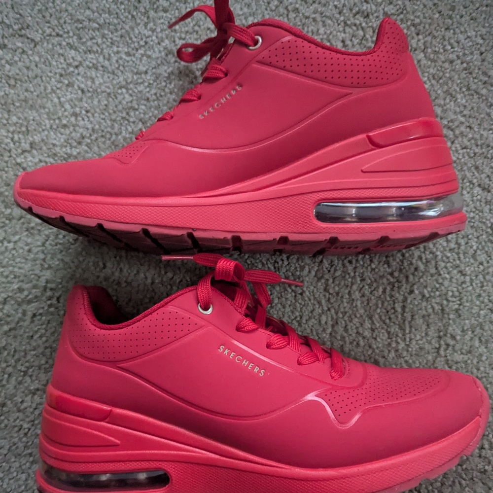 Skechers Women's Bright Red Platform Sneakers